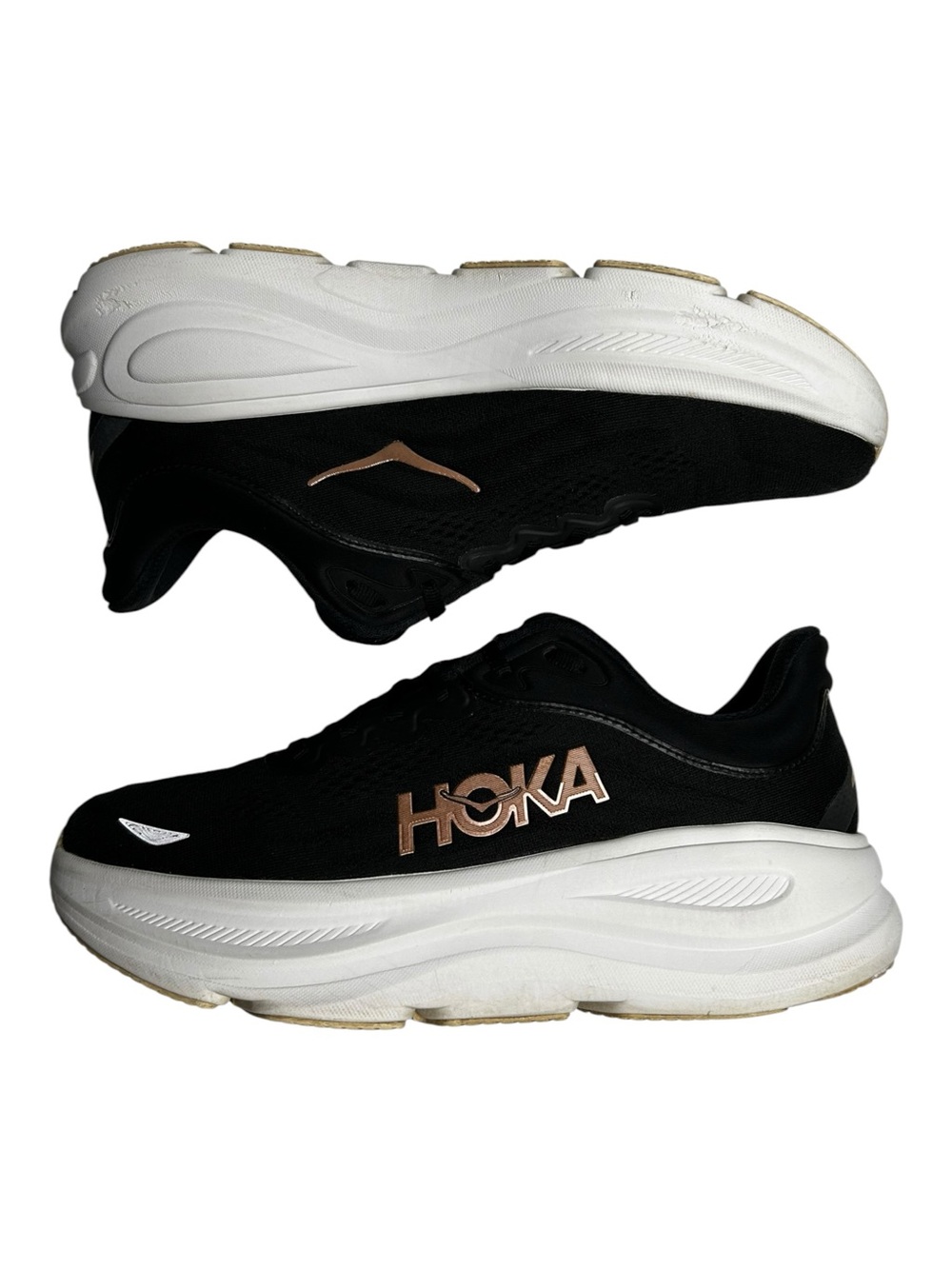 Hoka One One W Bondi 9 Running Shoes Black Rose Gold Womens Size 9.5 B - Picture 9 of 10